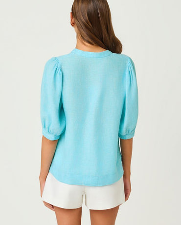 MIALEIGH ELBOW SLEEVE LINEN TOP