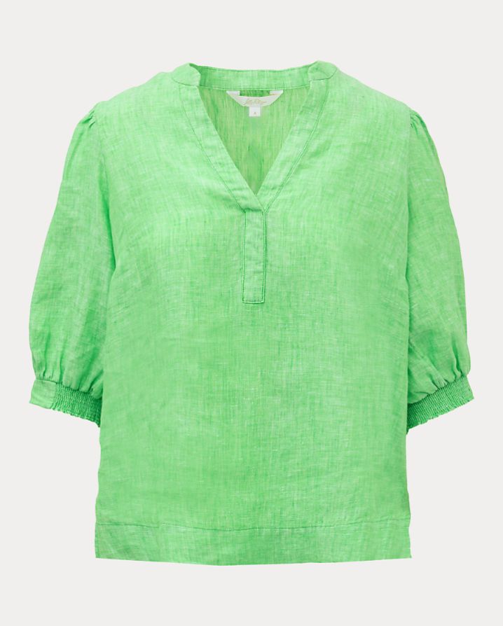 MIALEIGH ELBOW SLEEVE LINEN TOP