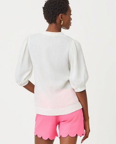 MIALEIGH ELBOW SLEEVE LINEN TOP