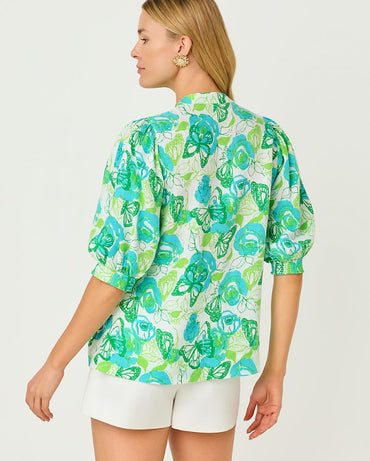 MIALEIGH ELBOW SLEEVE LINEN TOP