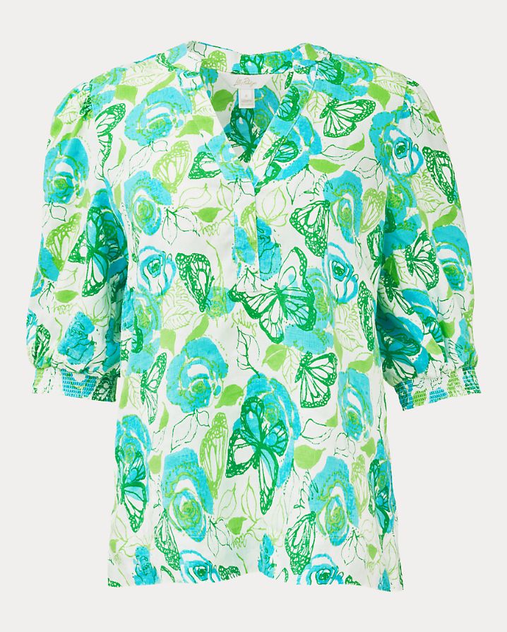MIALEIGH ELBOW SLEEVE LINEN TOP
