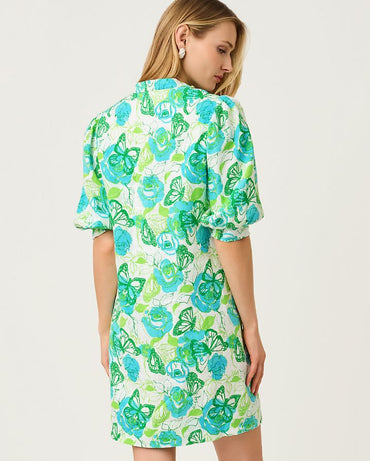 MIALEIGH ELBOW SLEEVE LINEN DRESS