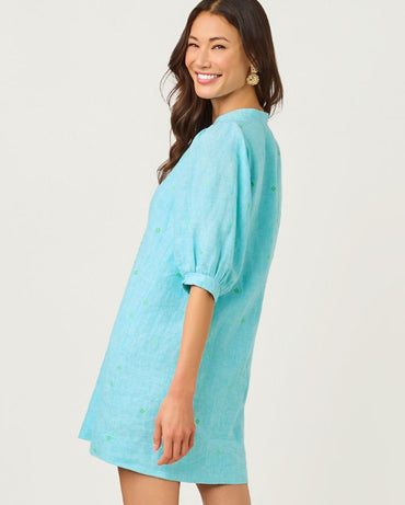 MIALEIGH ELBOW SLEEVE LINEN DRESS