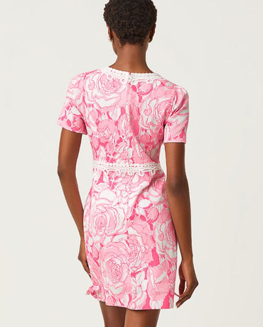 EVITA SHORT SLEEVE STRETCH SHIFT DRESS