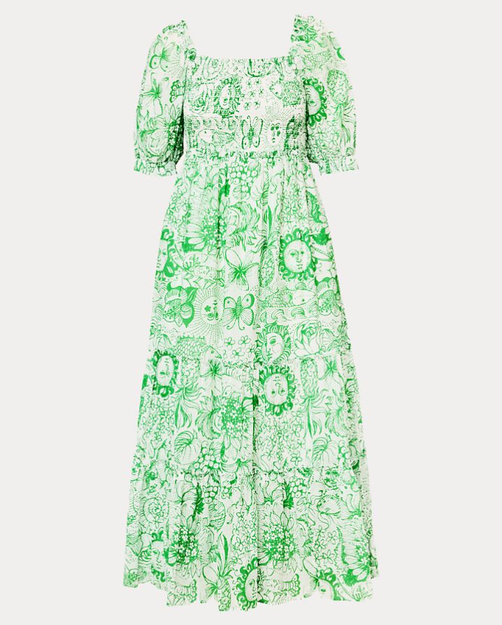HADLY SHORT SLEEVE SMOCKED MAXI DRESS