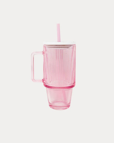 GLASS TUMBLER WITH STRAW