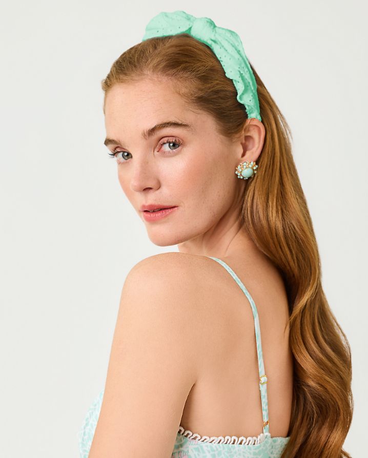 SIDE BOW KNOTTED EYELET HEADBAND