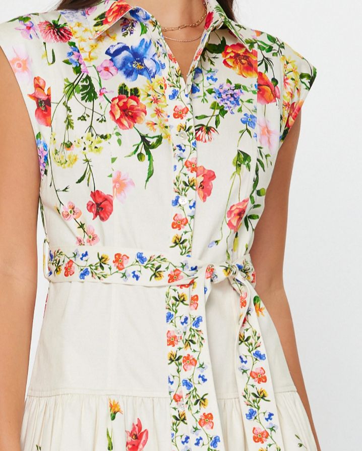 FLORAL PRINT COLLARED MINI DRESS