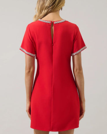 KAITLYN RHONESTONE SHIFT MINI DRESS
