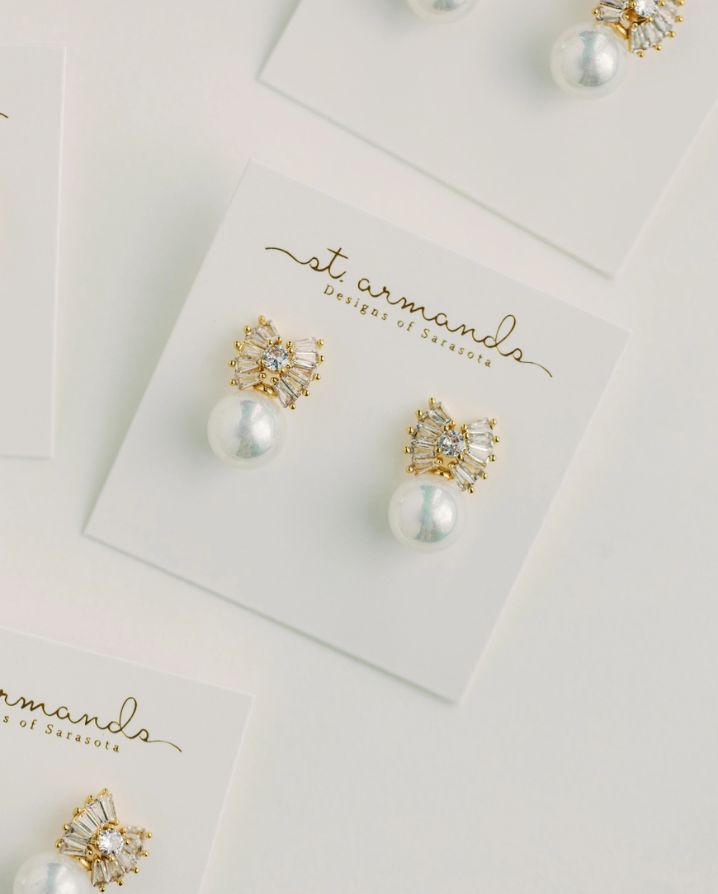 PEARL SPARKLE STATEMENT BOW EARRINGS