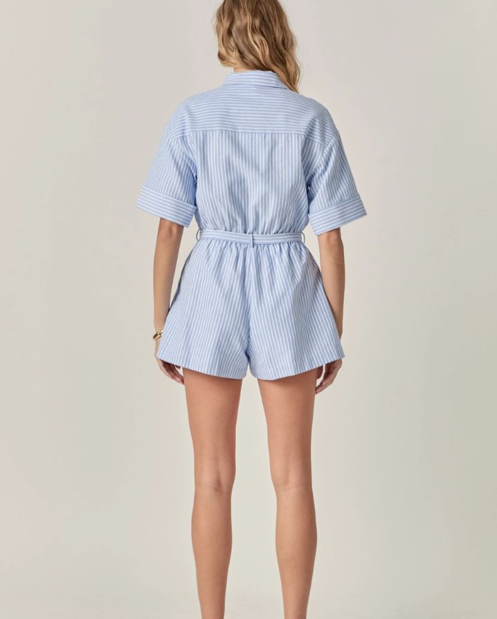 THE ELISE OXFORD STRIPE ROMPER