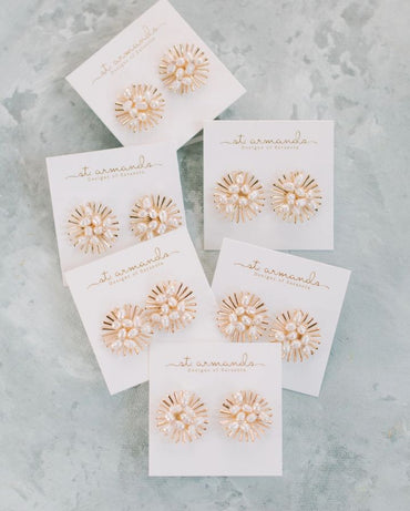 SUNBURST PEARL STATEMENT STUD EARRINGS