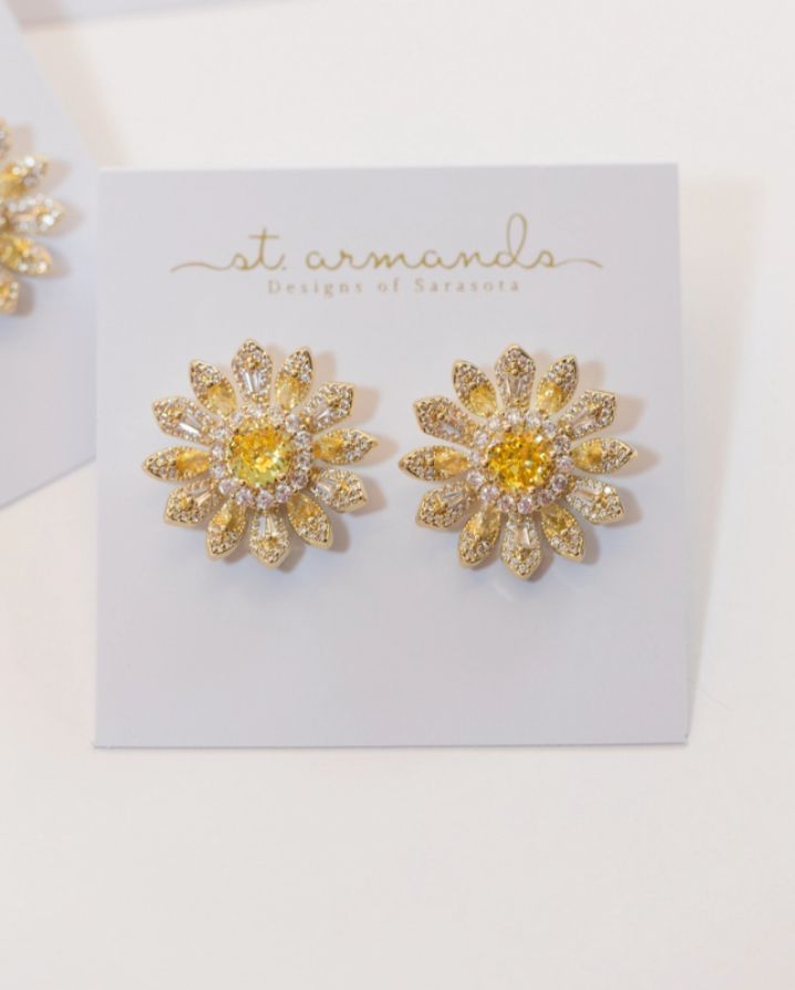 TUSCAN SUN CANARY BLOOM STATEMENT STUDS