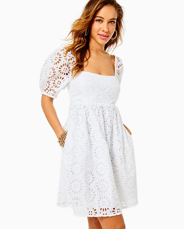KAY SHORT SLEEVE EYELET DRESS