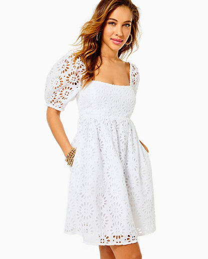 KAY SHORT SLEEVE EYELET DRESS