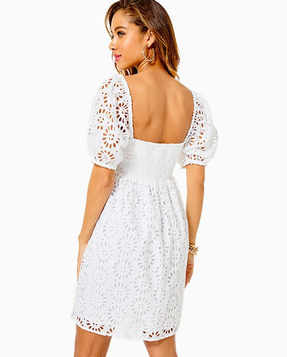 KAY SHORT SLEEVE EYELET DRESS