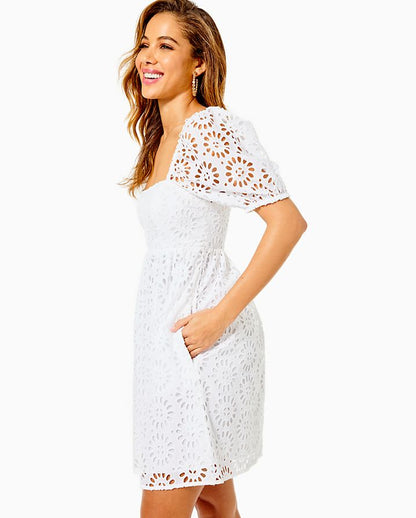 KAY SHORT SLEEVE EYELET DRESS