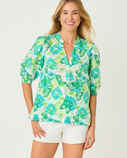 MIALEIGH ELBOW SLEEVE LINEN TOP