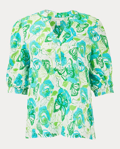 MIALEIGH ELBOW SLEEVE LINEN TOP