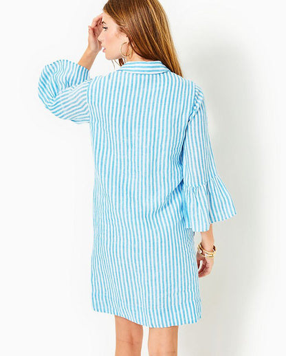 JAZMYN 3/4 SLEEVE LINEN DRESS