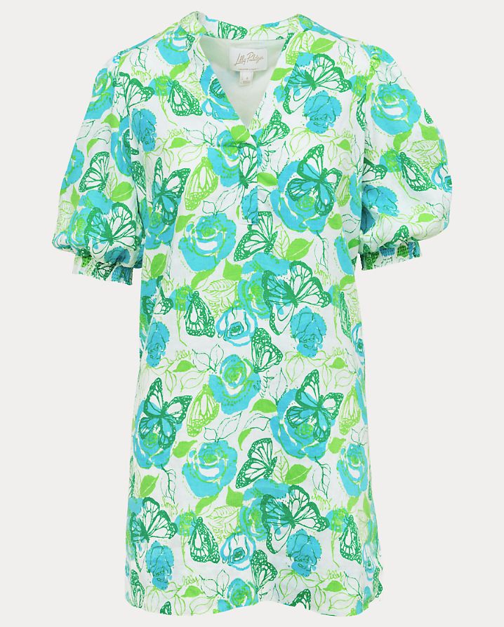 MIALEIGH ELBOW SLEEVE LINEN DRESS