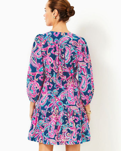 DEACON 3/4 SLEEVE V-NECK DRESS