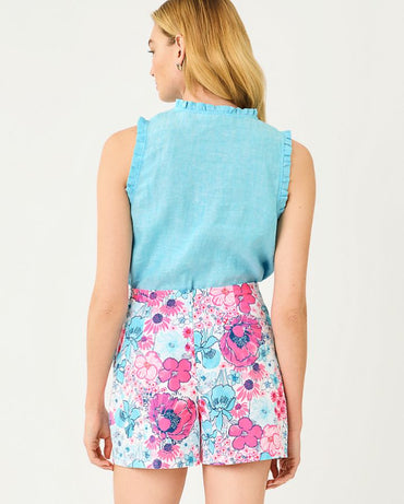 KAVALLA SLEEVELESS RUFFLE TOP