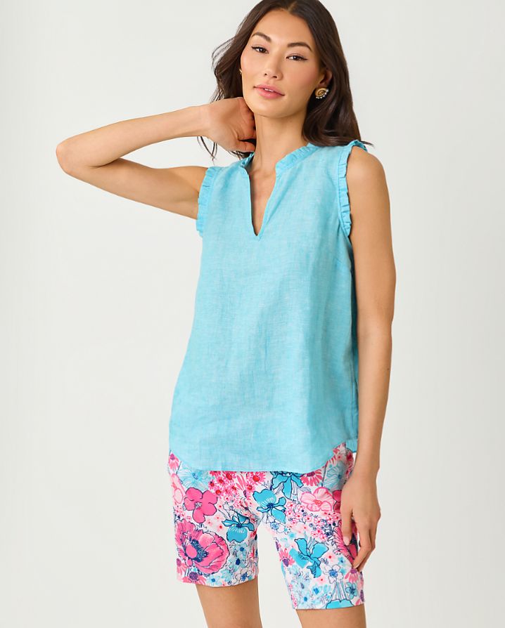 KAVALLA SLEEVELESS RUFFLE TOP