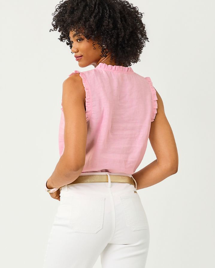 KAVALLA SLEEVELESS RUFFLE TOP