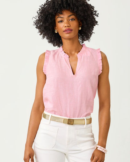 KAVALLA SLEEVELESS RUFFLE TOP