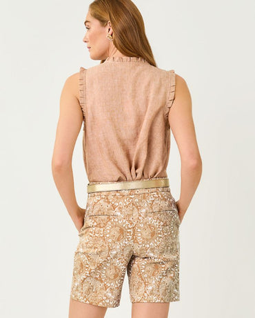 KAVALLA SLEEVELESS RUFFLE TOP