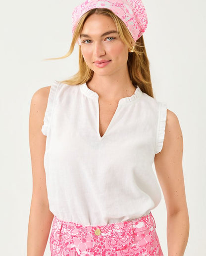 KAVALLA SLEEVELESS RUFFLE TOP