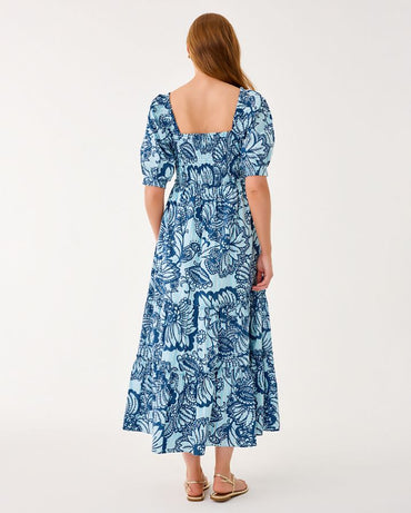 HADLY SHORT SLEEVE SMOCKED MAXI DRESS