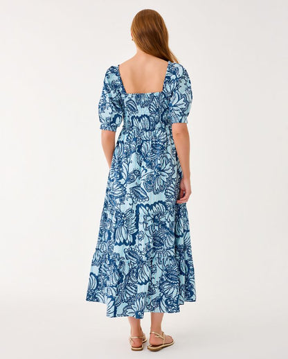 HADLY SHORT SLEEVE SMOCKED MAXI DRESS