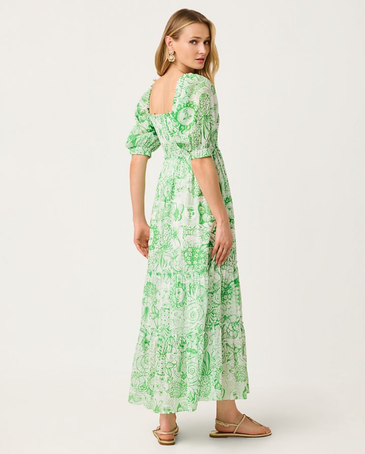 HADLY SHORT SLEEVE SMOCKED MAXI DRESS