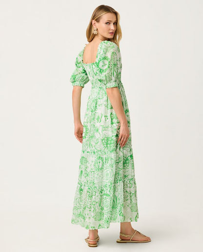 HADLY SHORT SLEEVE SMOCKED MAXI DRESS