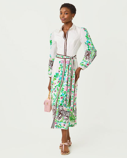 LUANNE STRETCH MIDI SHIRTDRESS