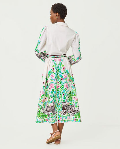 LUANNE STRETCH MIDI SHIRTDRESS
