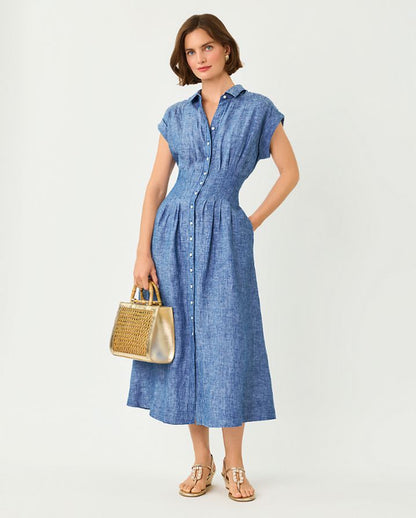 TONYA LINEN MIDI SHIRTDRESS