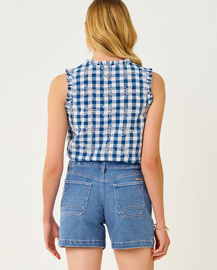 KAVALLA SLEEVELESS RUFFLE TOP