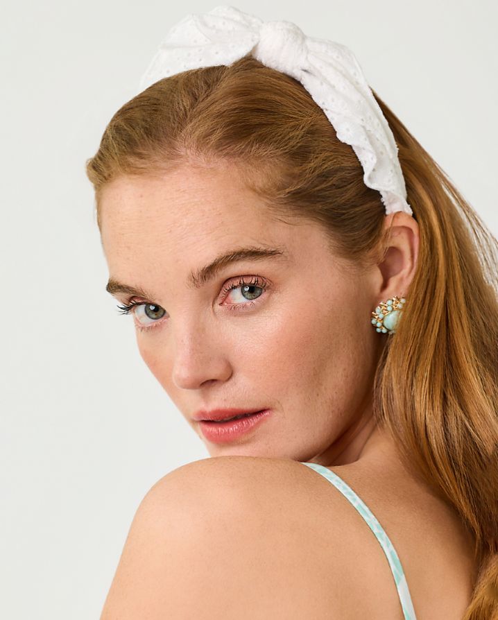 SIDE BOW KNOTTED EYELET HEADBAND