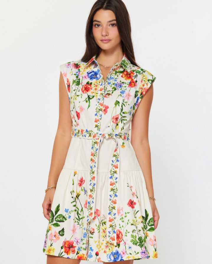 FLORAL PRINT COLLARED MINI DRESS