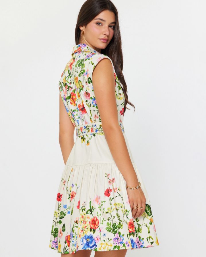 FLORAL PRINT COLLARED MINI DRESS
