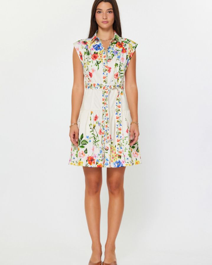 FLORAL PRINT COLLARED MINI DRESS