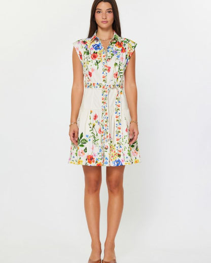 FLORAL PRINT COLLARED MINI DRESS