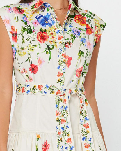 FLORAL PRINT COLLARED MINI DRESS