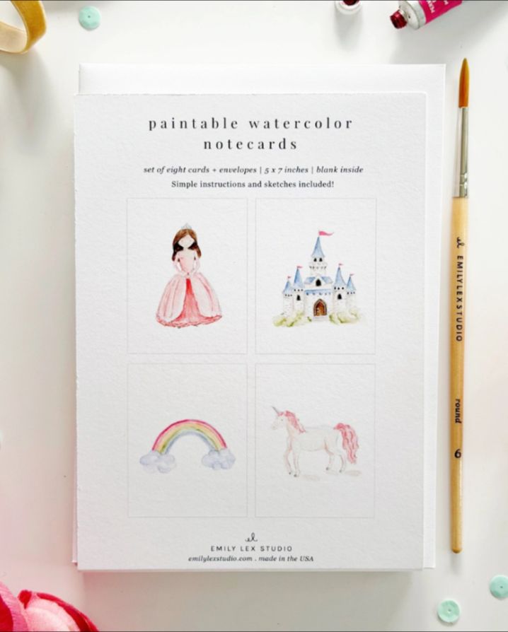 FAIRYTALE PAINTABLE WATERCOLOR NOTECARD SET