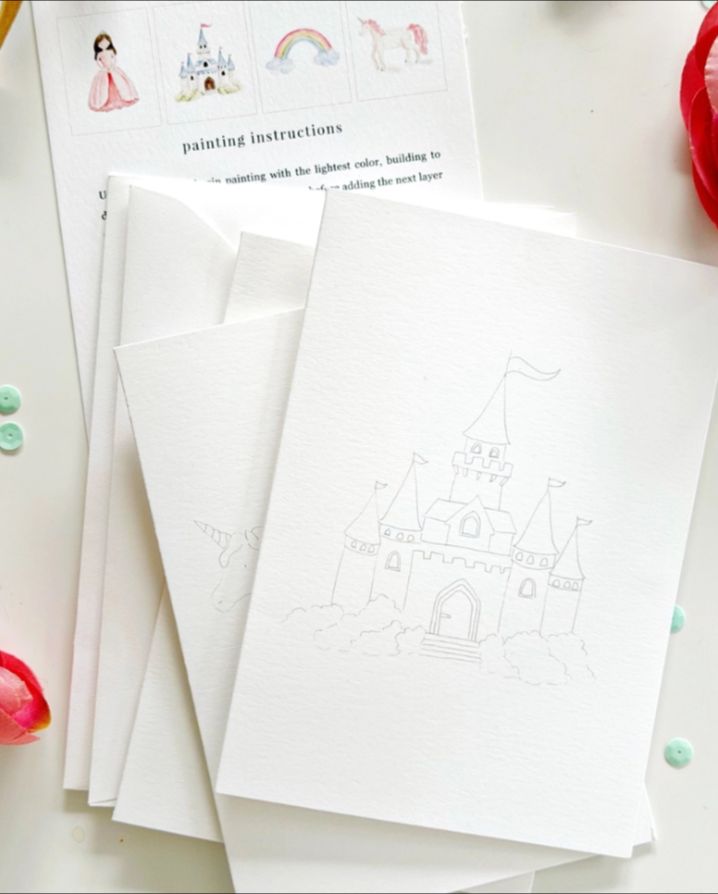 FAIRYTALE PAINTABLE WATERCOLOR NOTECARD SET