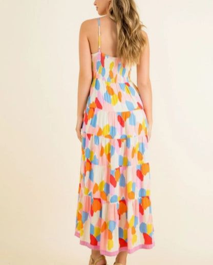 SMOCKED MULTICOLORED DRESS