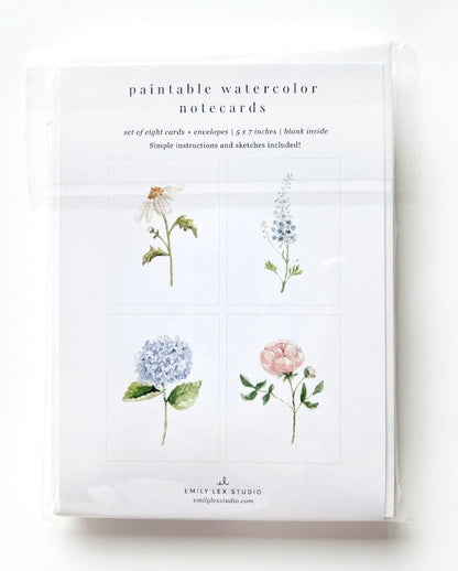 GARDEN FLOWERS PAINTABLE NOTECARDS